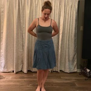Pleated denim skirt